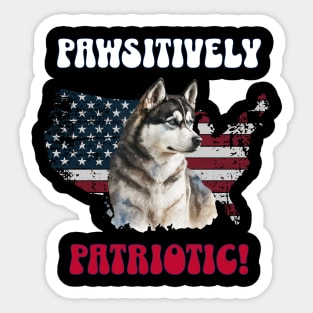 4th of July Independence Day Patriotic Siberian Husky Funny Design for Dog Lovers Sticker